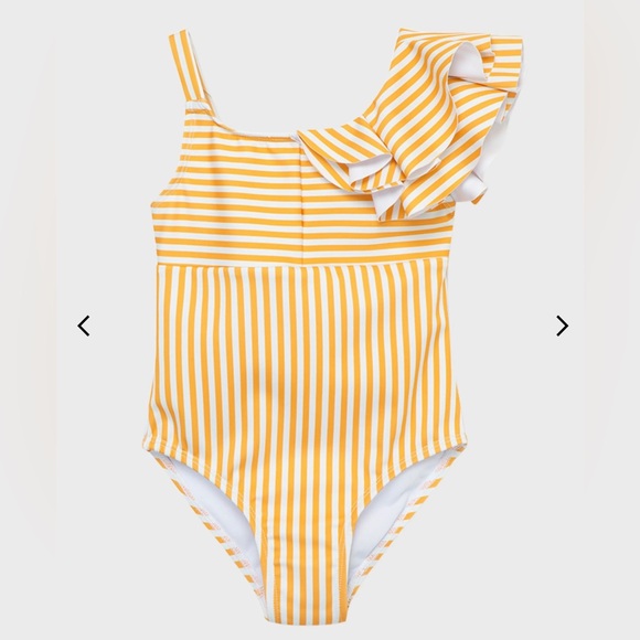 Habitual Girl's Rumba Glow Striped One-Piece Swimsuit, Orange - Size 2 - Picture 13 of 15